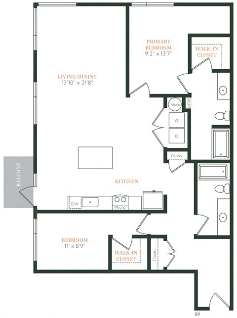 B10 - 2 bed 2 bath